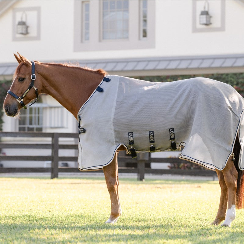 Horseware - Manta anti-moscas Rambo Protector Fieldsafe plata/ marino/ blanco/ beige | - Ohlala