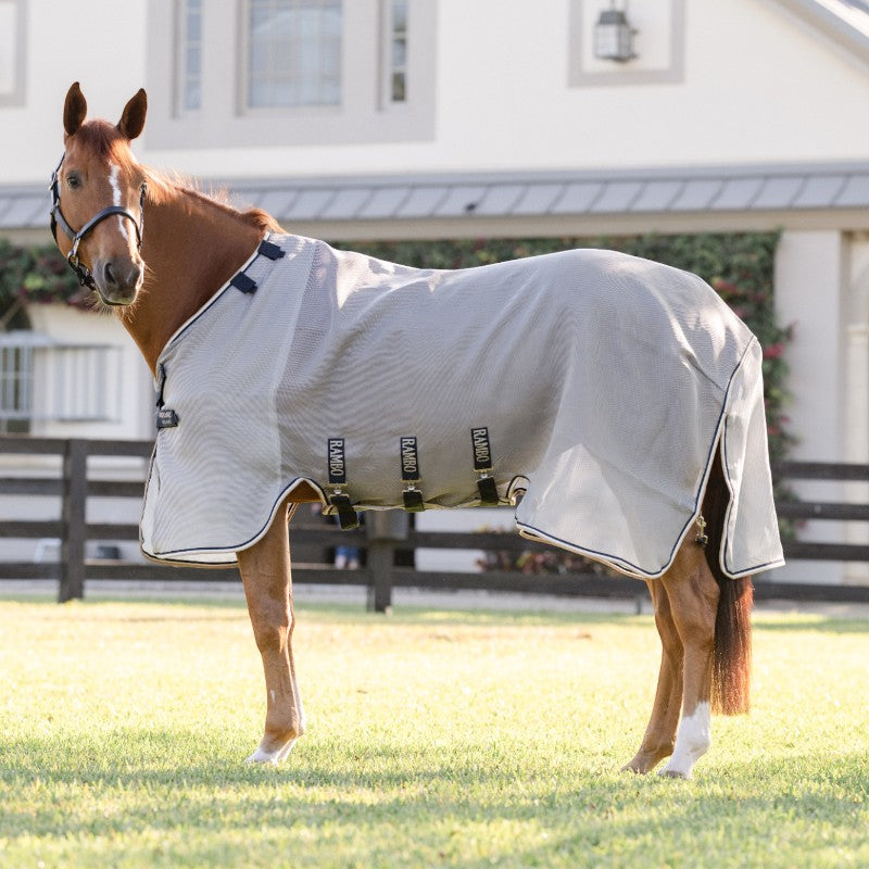 Horseware - Manta anti-moscas Rambo Protector Fieldsafe plata/ marino/ blanco/ beige | - Ohlala