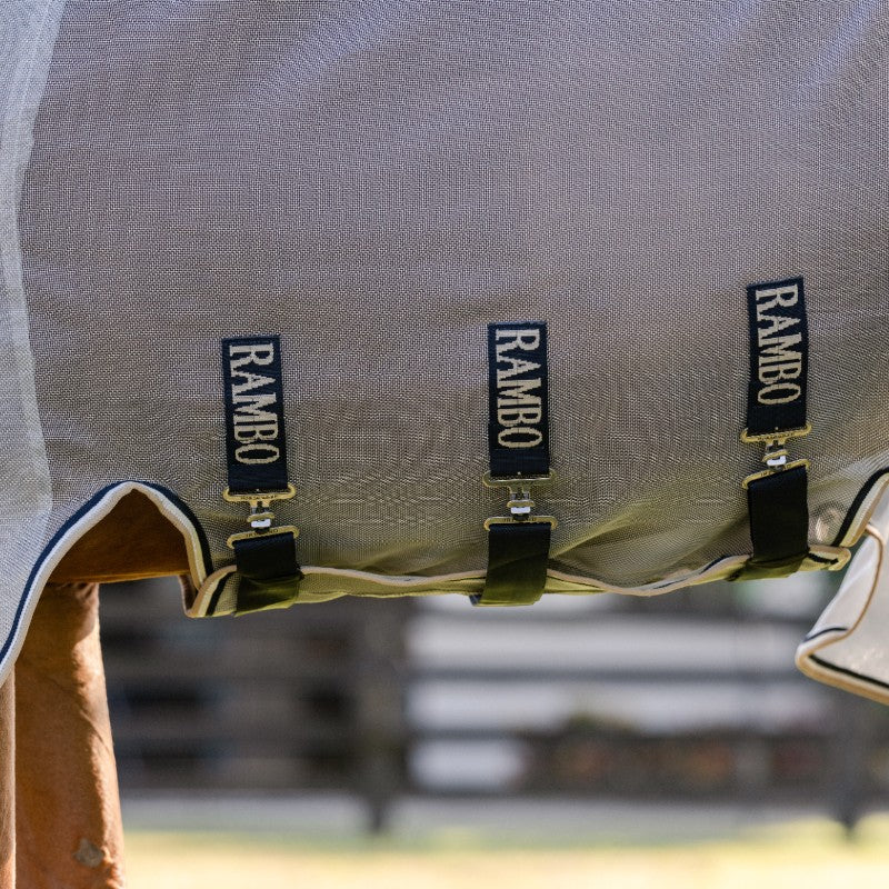 Horseware - Manta anti-moscas Rambo Protector Fieldsafe plata/ marino/ blanco/ beige | - Ohlala