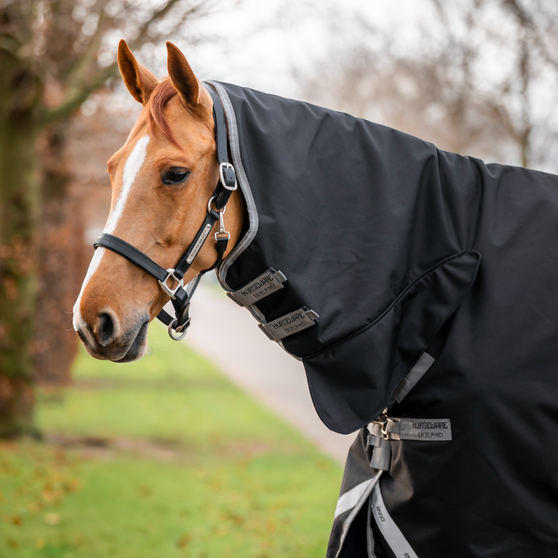 Horseware - Amigo Bravo Integrated Turnout Outdoor Rug black/ titanium grey/ silver 150g | - Ohlala