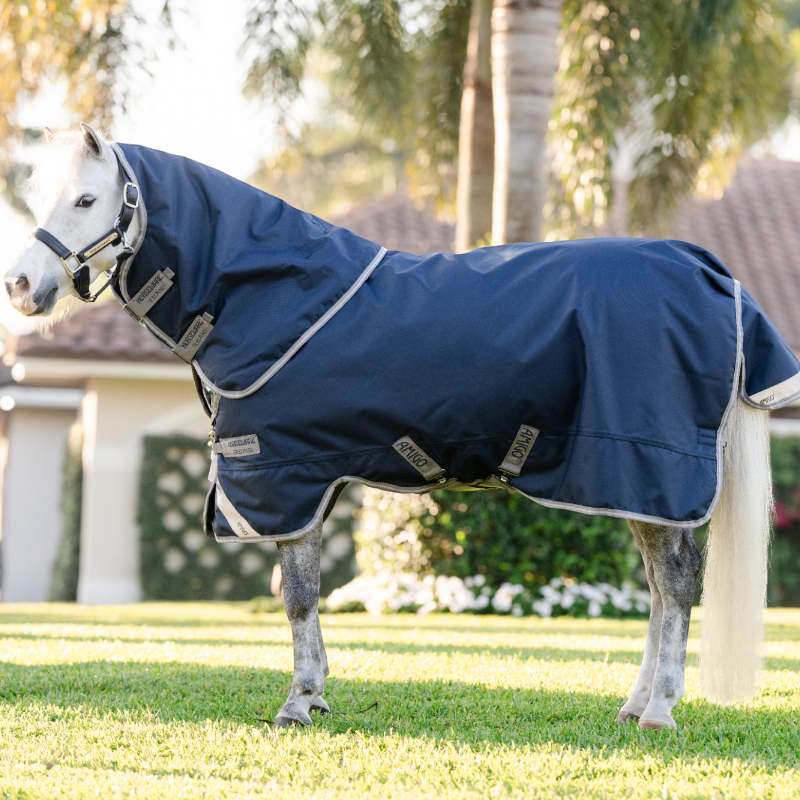 Horseware - Amigo Bravo Plus Pony Turnout outdoor rug navy/ titanium grey/ silver 0g | - Ohlala