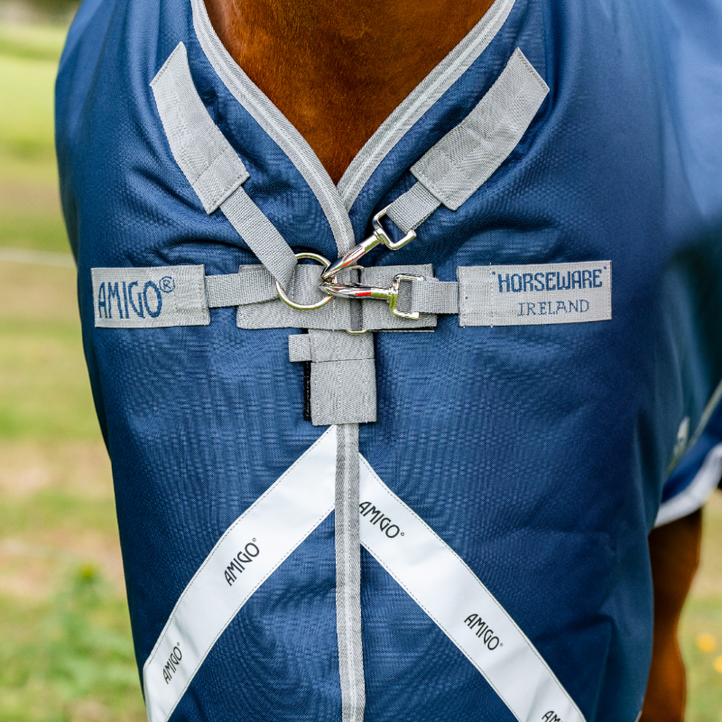 Horseware - Amigo Bravo Plus Turnout Outdoor Blanket navy/ titanium grey/ silver 100g | - Ohlala