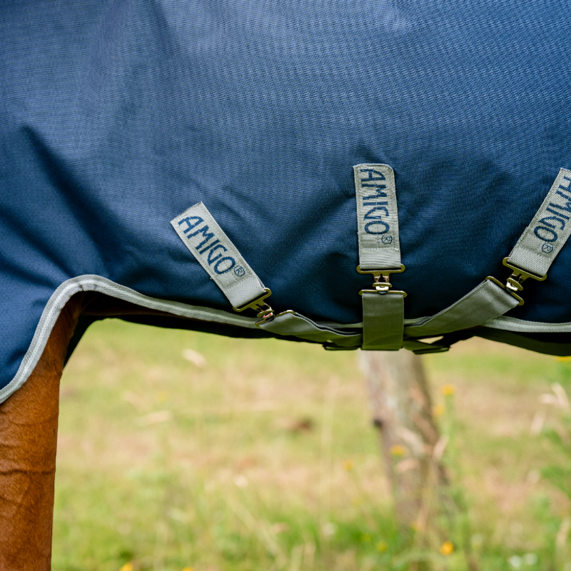 Horseware - Couverture d'extérieur Amigo Bravo Plus Turnout marine/ titanium grey/ argent 50g