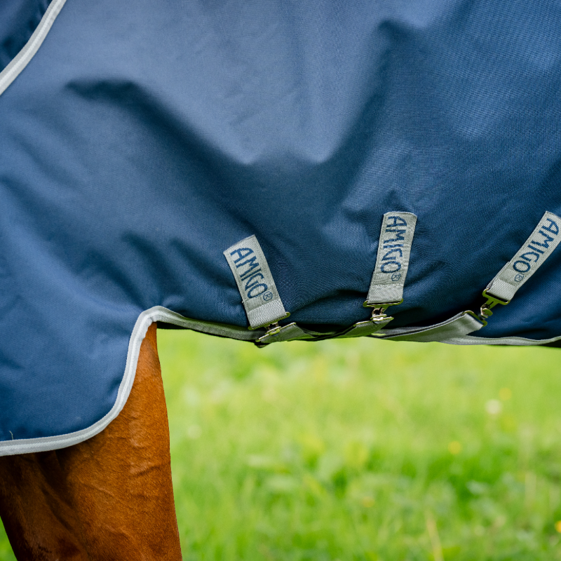 Horseware - Couverture d'extérieur Amigo Bravo Plus Turnout marine/ titanium grey/ argent 50g