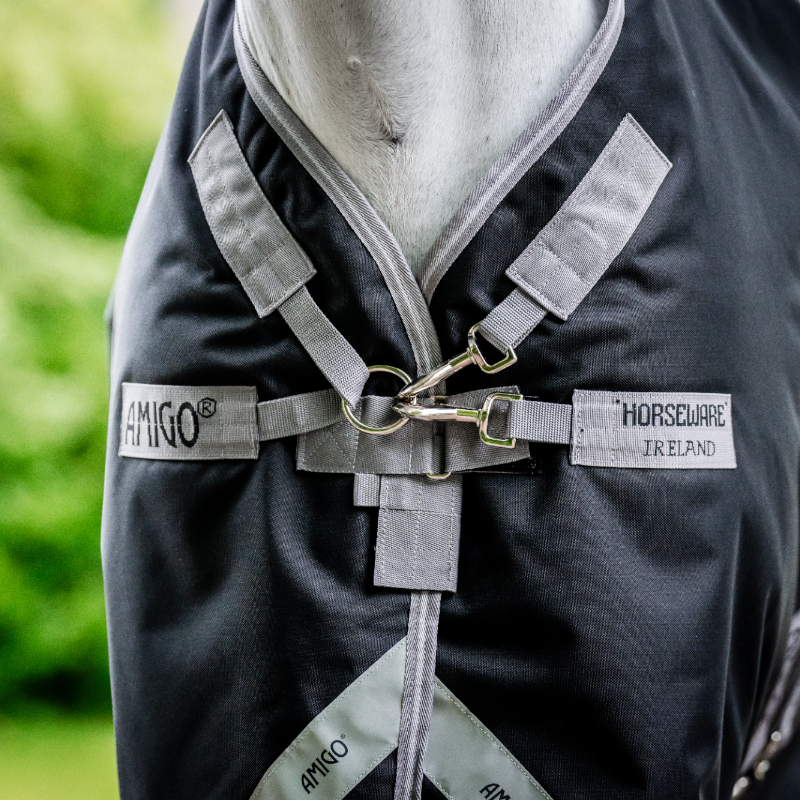 Horseware - Amigo Bravo Plus Turnout Rug black/ titanium grey/ silver 100g | - Ohlala