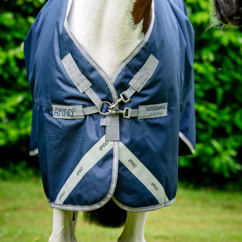 Horseware - Amigo Bravo XL Turnout Outdoor Blanket Navy/ Titanium Grey/ Silver 150g | - Ohlala