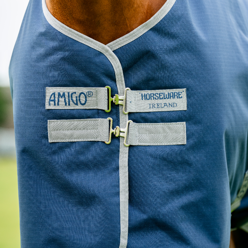 Horseware - Couverture d'extérieur Amigo Ripstop Turnout marine/ titanium grey 100g | - Ohlala