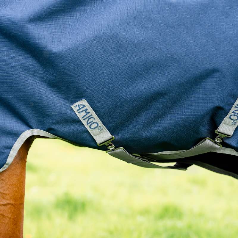 Horseware - Couverture d'extérieur Amigo Ripstop Turnout marine/ titanium grey 200g | - Ohlala