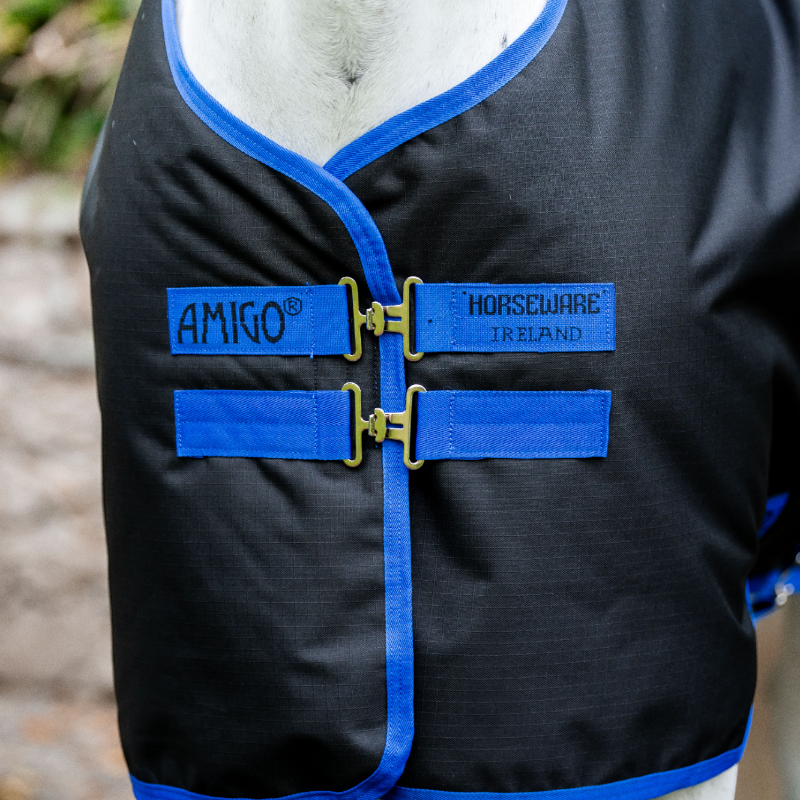 Horseware - Couverture d'extérieur Amigo Ripstop Turnout noir/ classic blue 100g | - Ohlala