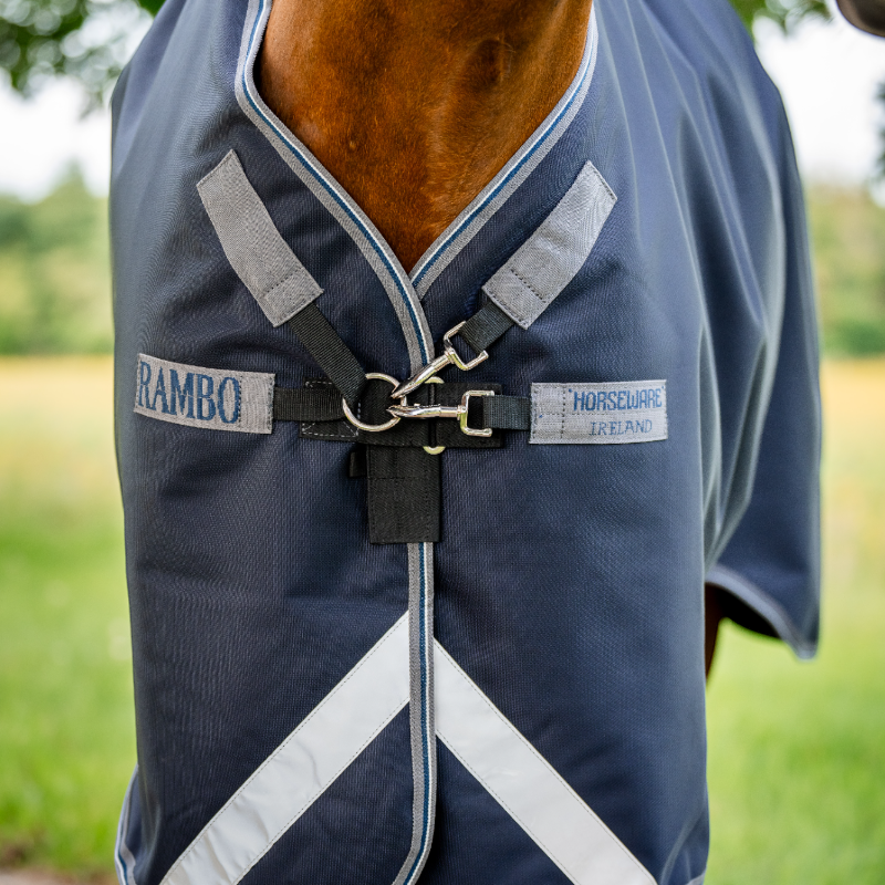Horseware - Rambo Turnout VL Outdoor Blanket navy/ thunderstorm grey/ silver 250g | - Ohlala
