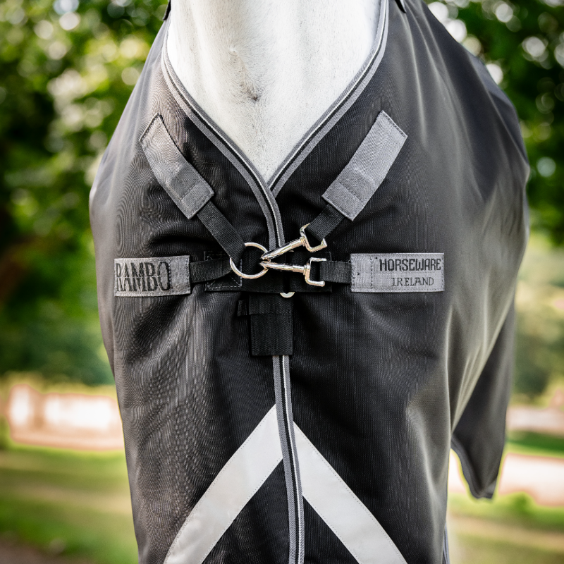 Horseware - Rambo Turnout VL Heavyweight Outdoor Rug black/ thunderstorm grey/ silver 450g | - Ohlala