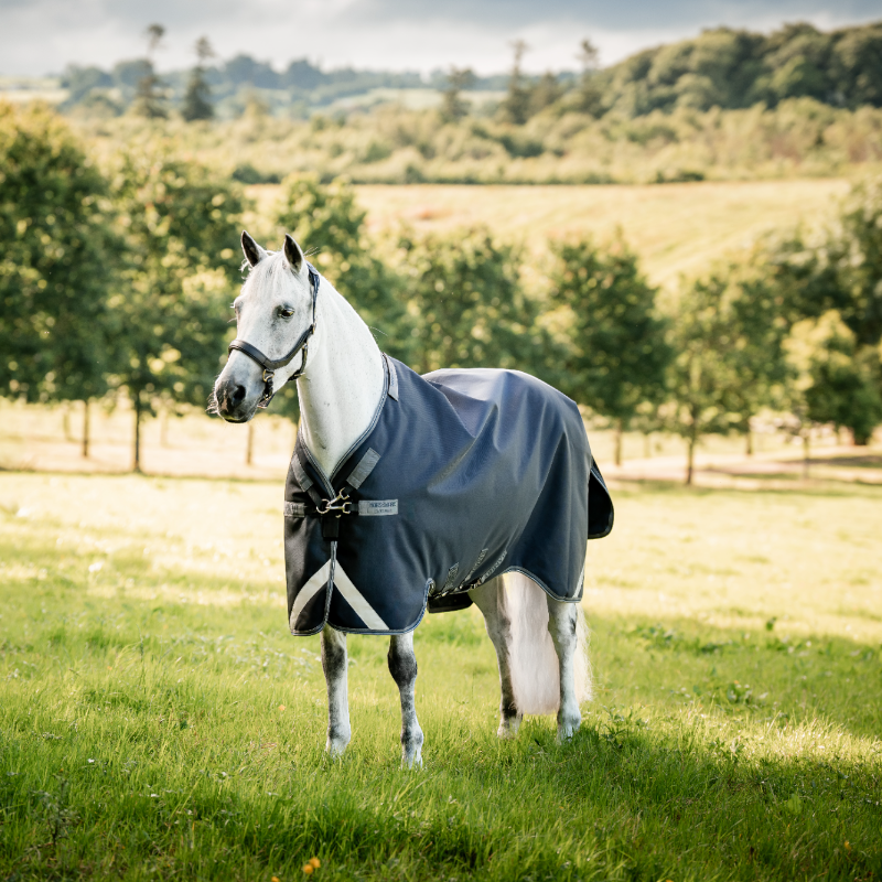 Horseware - Rambo Turnout Außendecke marine/ thunderstorm grau/ silber 50g | - Ohlala