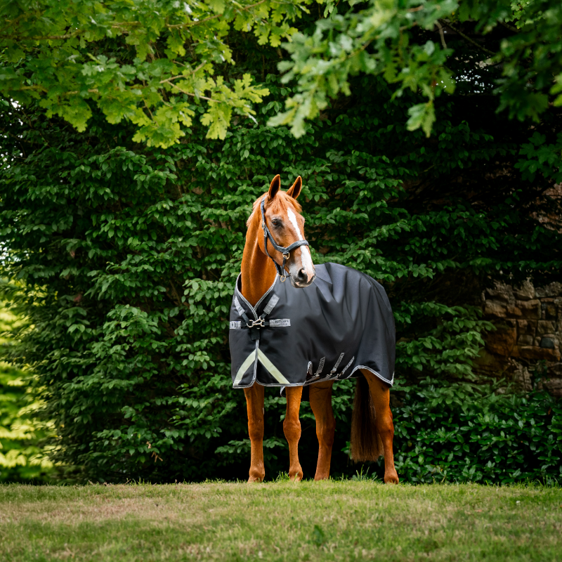 Horseware - Rambo Turnout Außendecke schwarz/ thunderstorm grau/ silber 50g | - Ohlala
