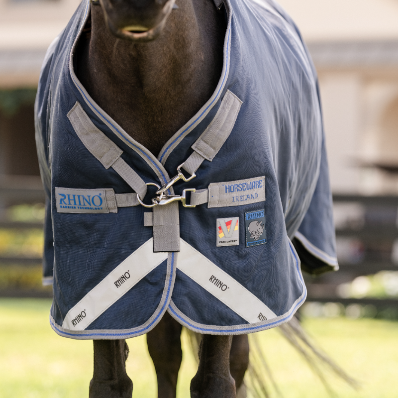 Horseware - Rhino Pony Turnout VL Outdoor Rug navy/ titanium grey/ Classic Blue 250g | - Ohlala