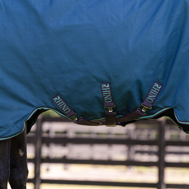 Horseware - Rhino Turnout Rug navy/ grey/ aqua 100g | - Ohlala