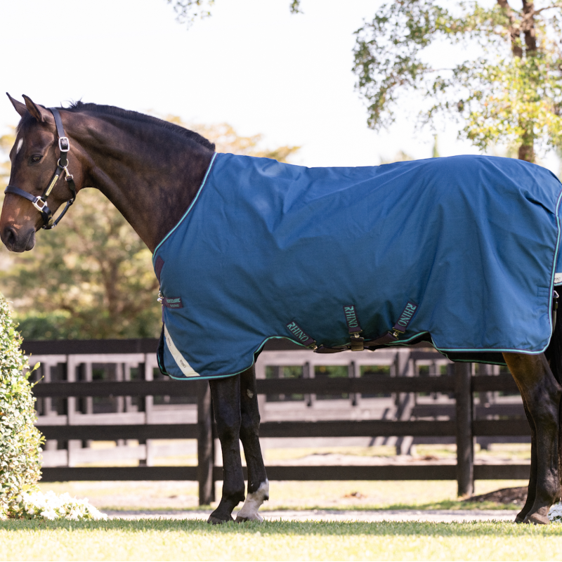 Horseware - Rhino Turnout Rug navy/ grey/ aqua 100g | - Ohlala