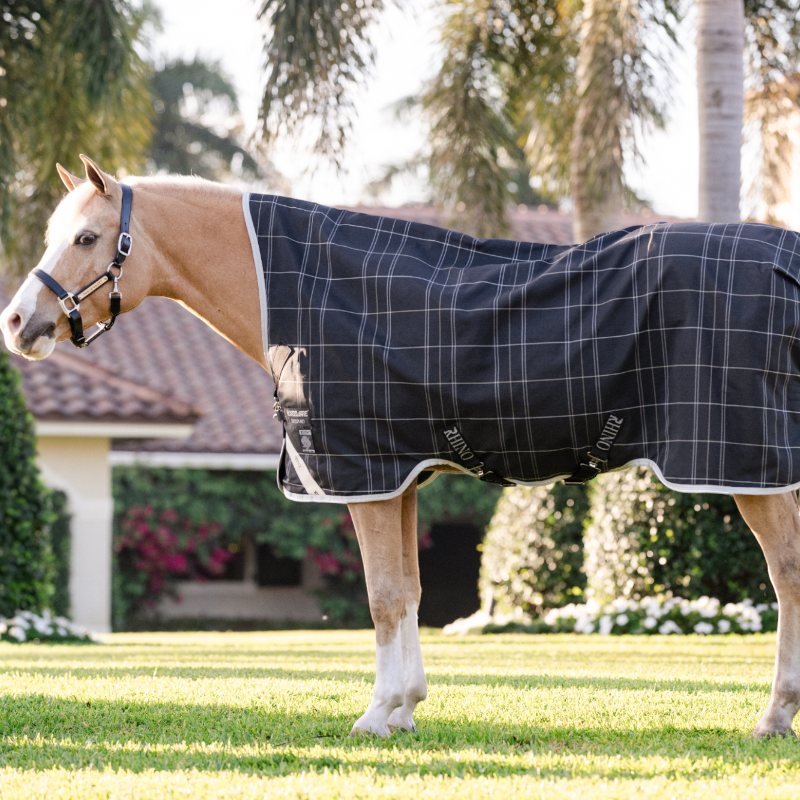 Horseware - Rhino Wug Pony Turnout Outdoor Rug black/ grey/ white check 100g | - Ohlala