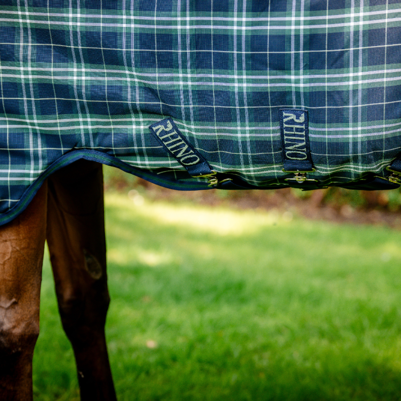 Horseware - Couverture d'extérieur Rhino Wug Turnout hunter check/ marine/ vert 0g | - Ohlala