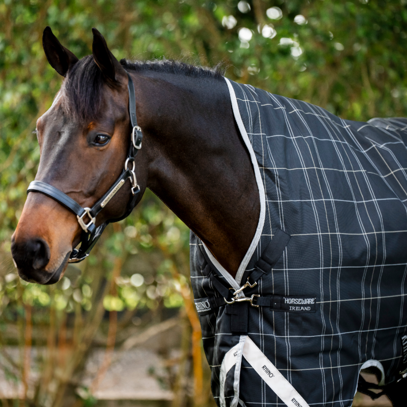 Horseware - Rhino Wug Turnout Outdoor Rug black/ grey/ white check 100g | - Ohlala