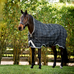 Horseware - Manta de exterior Rhino Wug Turnout preto/ cinzento/ branco aos quadrados 100g | - Ohlala
