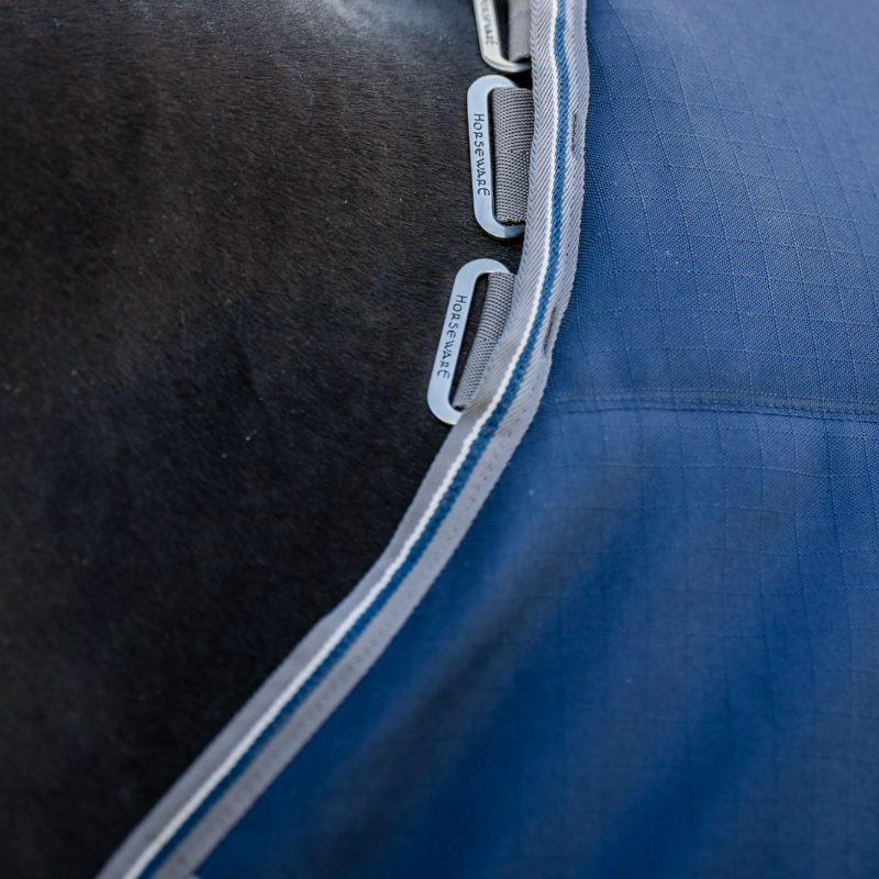 Horseware - Derka stajenna Rambo Optimo Stable granatowa/ thunderstorm grey/ srebrna 200g | - Ohlala