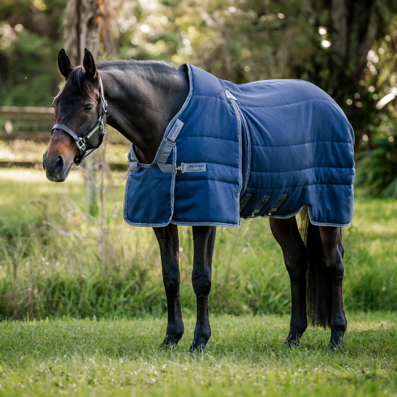 Horseware - Derka stajenna Rambo Optimo Stable granatowy/ thunderstorm grey/ srebrny 400g | - Ohlala