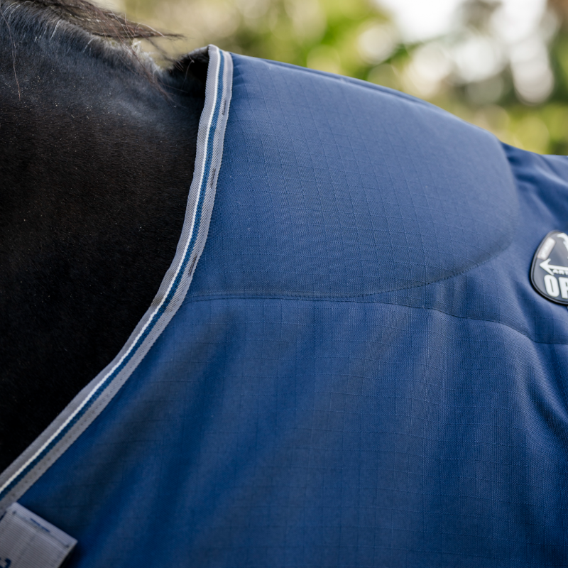 Horseware - Derka stajenna Rambo Optimo Stable granatowa/ thunderstorm grey/ srebrna 200g | - Ohlala