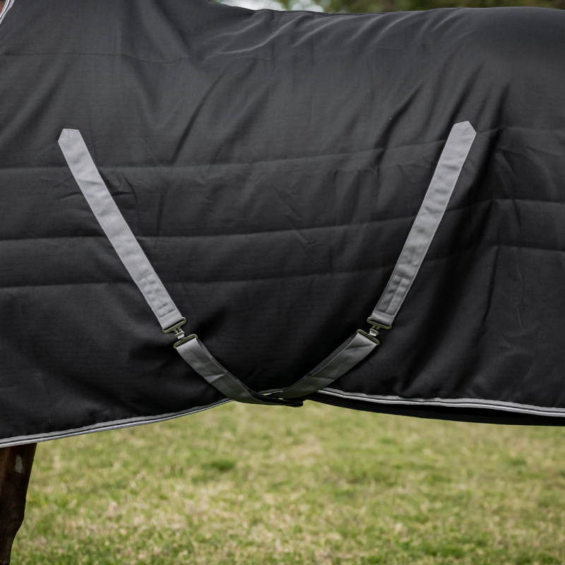 Horseware - Couverture de box Rambo Stable noir/ thunderstorm grey/ argent 400g