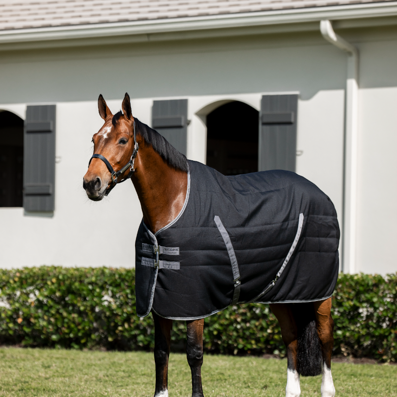 Horseware - Couverture de box Rambo Stable noir/ thunderstorm grey/ argent 200g