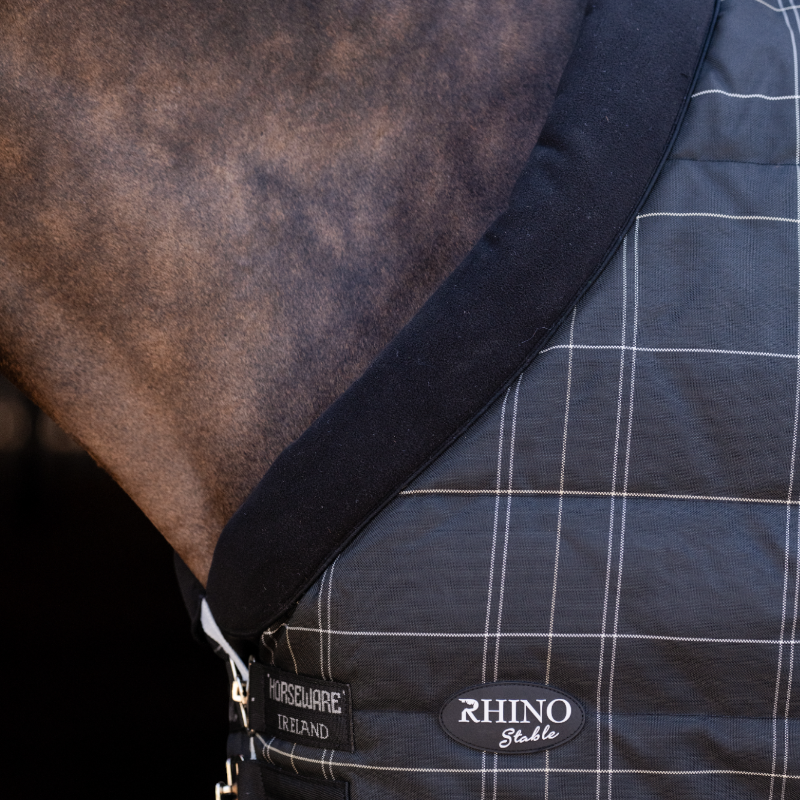 Horseware - Rhino Pony Stable VL Black/Grey/White Plaid/Grey 250g Stable Rug | - Ohlala