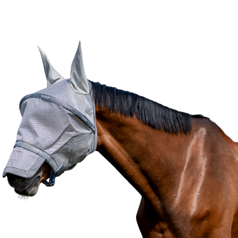 Horseware - Masque anti-mouches Rambo Fly Mask argent/ titanium grey/ argent | - Ohlala