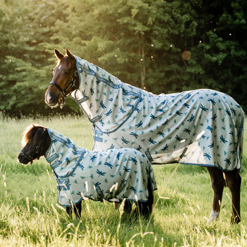 Horseware - Fliegendecke Amigo Bug Rug Plus Petite dragonfly print/ silber/ blau/ salbei | - Ohlala