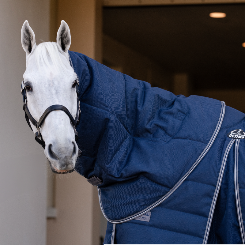 Horseware - Rambo Optimo Stable Plus Stable Rug navy/ thunderstorm grey/ silver 400g | - Ohlala