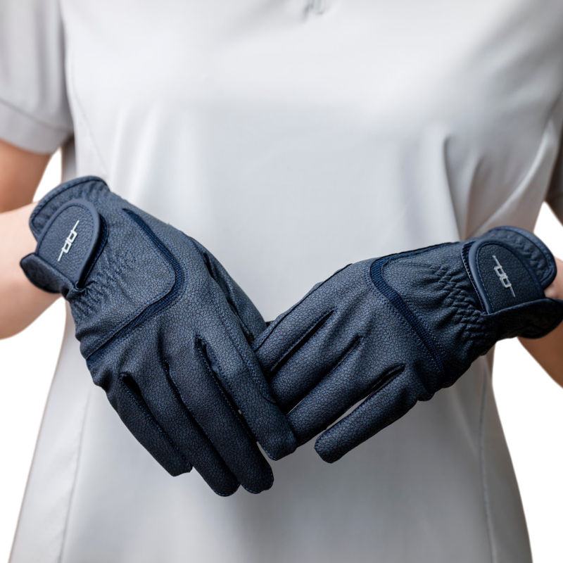 Horseware - Platinum navy riding gloves | - Ohlala