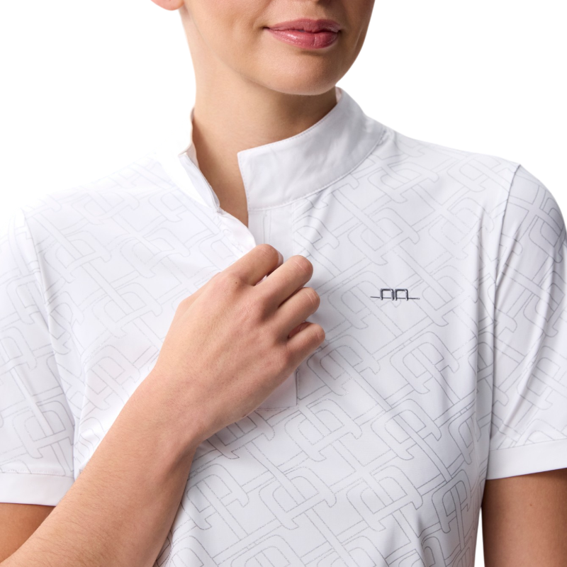 Horseware - Women's short-sleeve competition polo Alcina white/ argentprint | - Ohlala