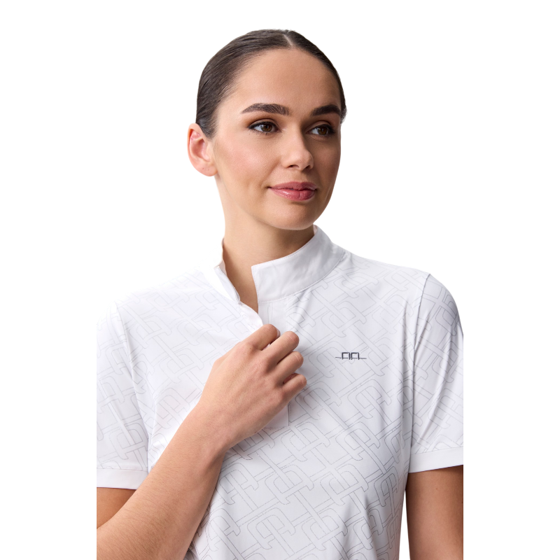 Horseware - Alcina women's short-sleeve show polo white/argentprint | - Ohlala