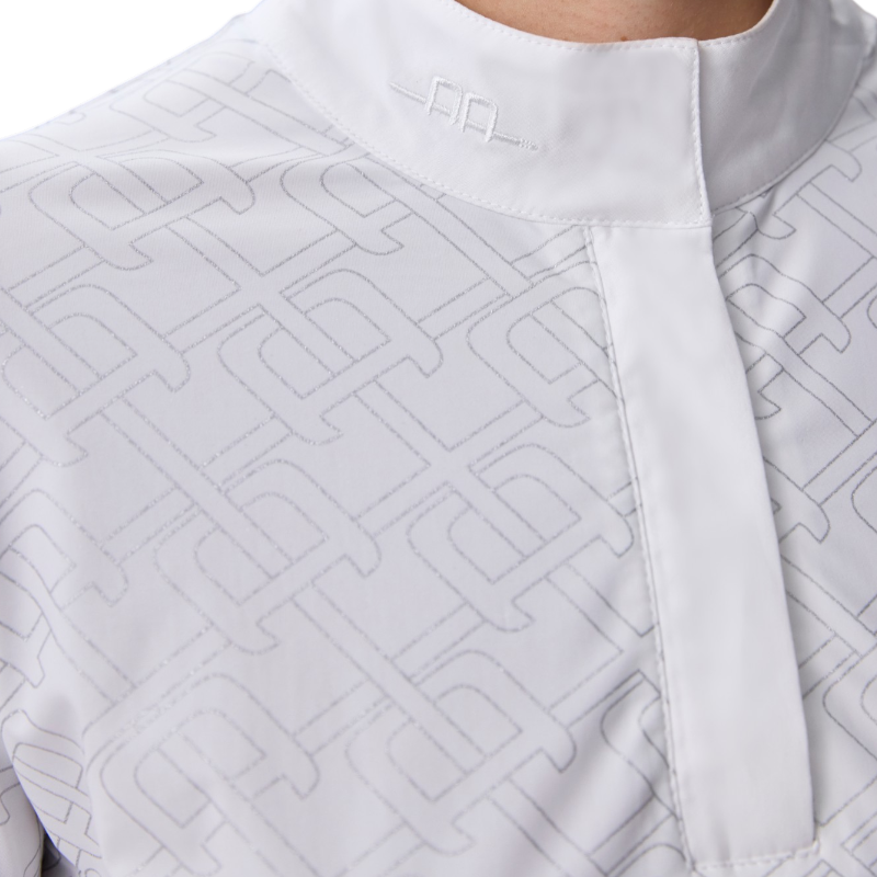 Horseware - Women's short-sleeve competition polo Alcina white/ argentprint | - Ohlala