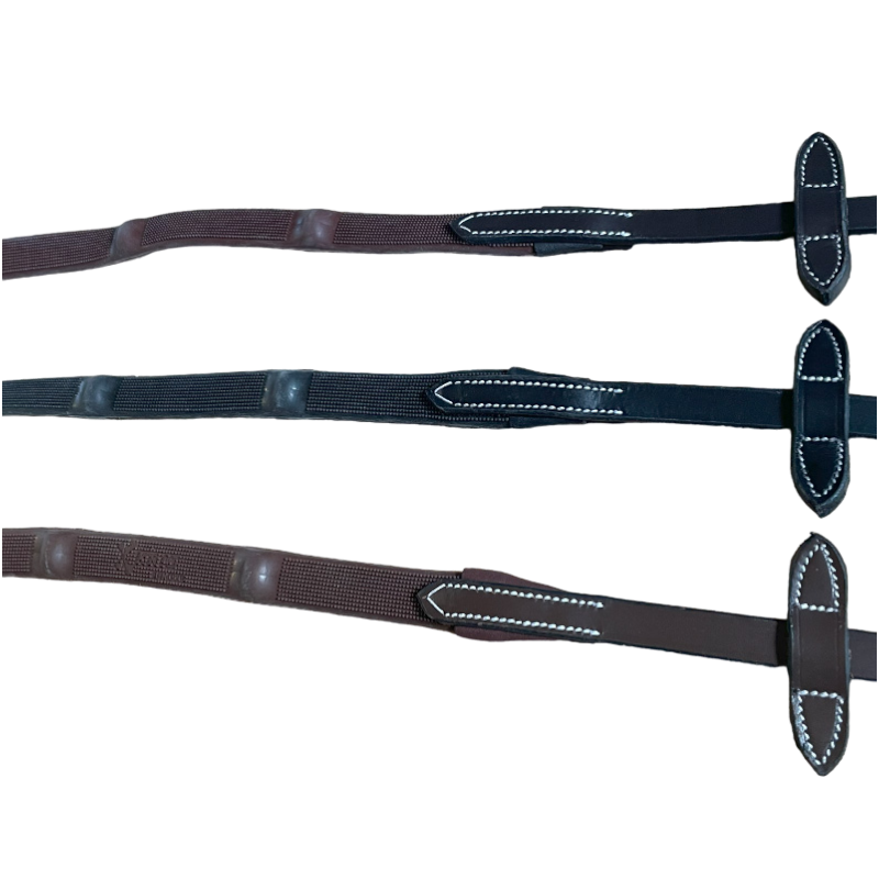 Jump'In - Rubber reins with 7 stoppers 1/2 One noisette collection | - Ohlala