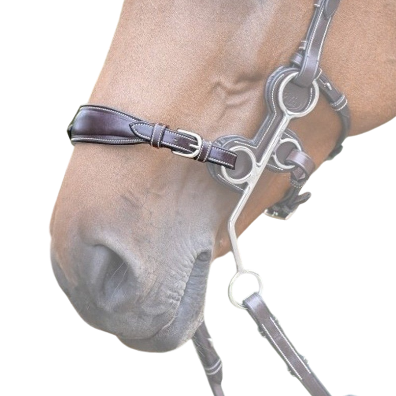 Jump'In - Weighted hackamore nose piece in havana leather | - Ohlala
