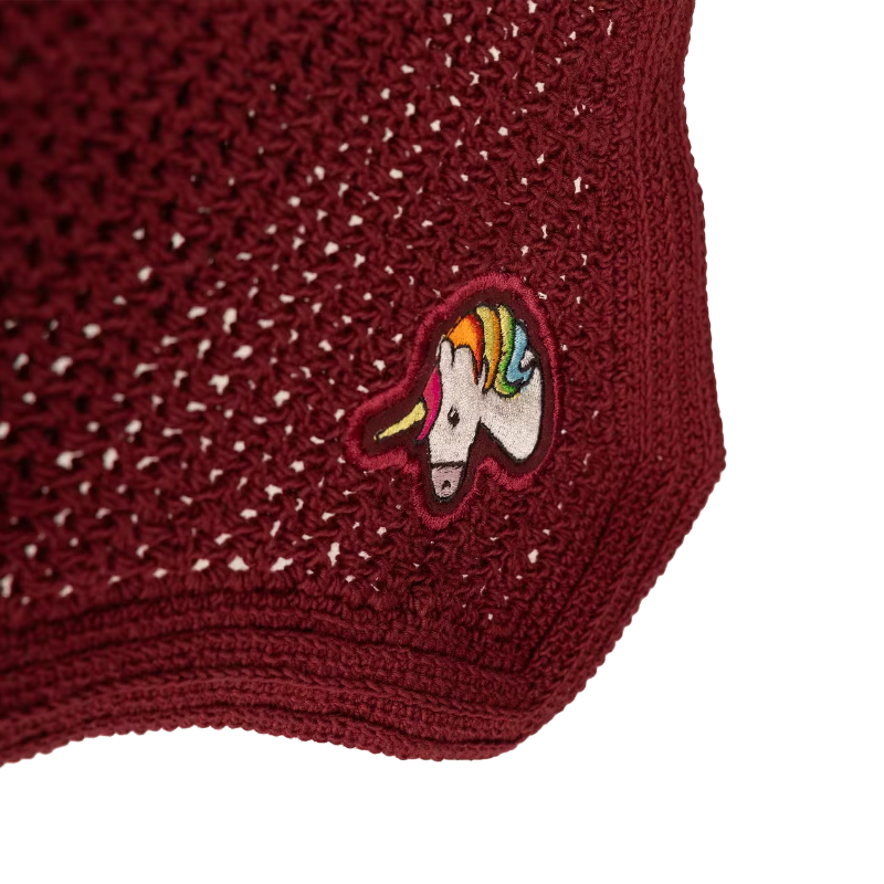 Kentucky Horsewear - Bonnet pour chevaux Wellington anti-bruit licorne bordeaux