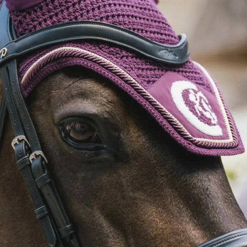 Kentucky Horsewear - Cuffia antimosche Wellington 3D Logo corda malva | - Ohlala