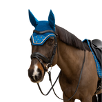 Kentucky Horsewear - Wellington Velvet Horse Print Fly Bonnet Navy