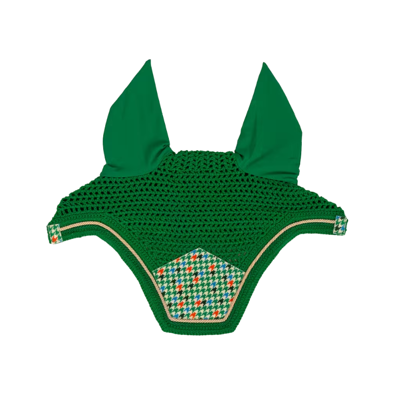 Kentucky Horsewear - Bonnet pour chevaux Wellington Velvet pied-de-poule light green/ colourful