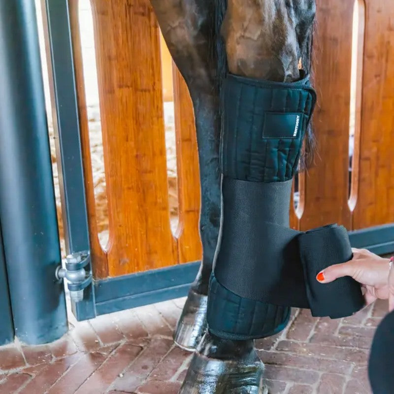 Kentucky Horsewear - Bawełniane bandaże stajenne Coton Stable Bandage Wraps czarne (x4) | - Ohlala