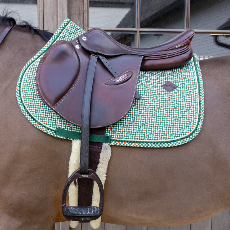 Kentucky Horsewear - Tapis de selle Velvet pied-de-poule dark green/ colourful