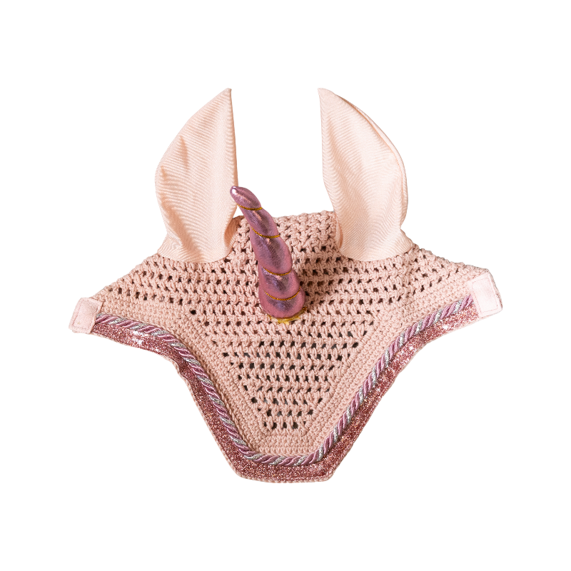Kentucky Horsewear - Bonnet anti-mouches Wellington Licorne pailleté rose tendre | - Ohlala