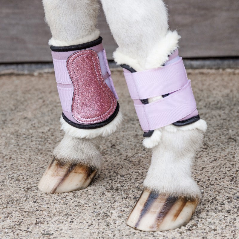 Kentucky Horsewear - Sammy Collection glitter sheepskin front boots dusty pink | - Ohlala