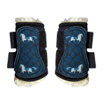 Kentucky Horsewear - Sammy Collection horse print sheepskin front boots black | - Ohlala