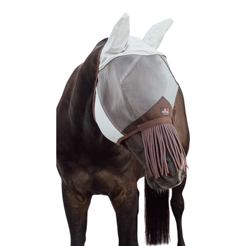 Kentucky Horsewear - Masque anti-mouches Classic avec oreilles et franges gris | - Ohlala