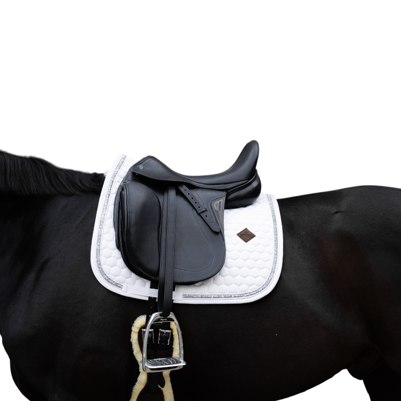 Kentucky Horsewear - Tapis de dressage Glitter Band blanc/ argent | - Ohlala